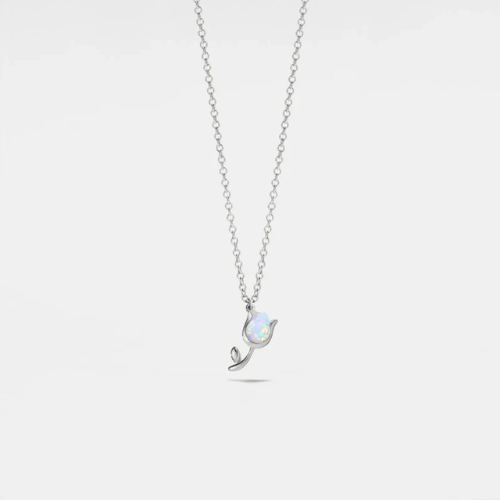 Tulip Floral Pendant Lab-Created Opal Necklace for Women