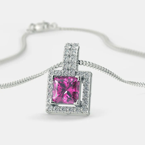 Square Serena Crystal Pendant 925 Silver Necklace for Women