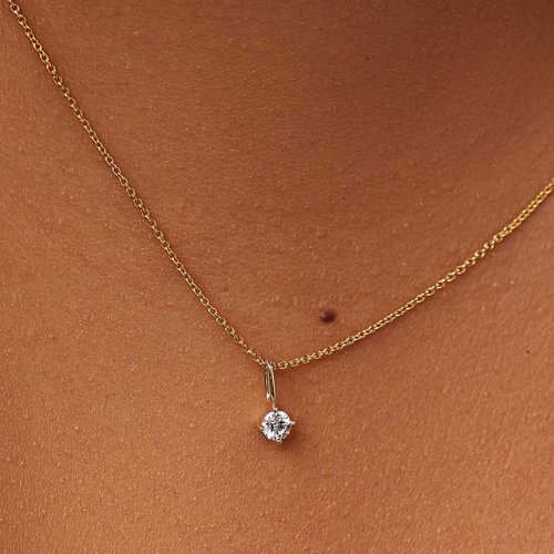 Dainty Solitaire Pendant Cubic Zirconia Crystal Necklace for Women