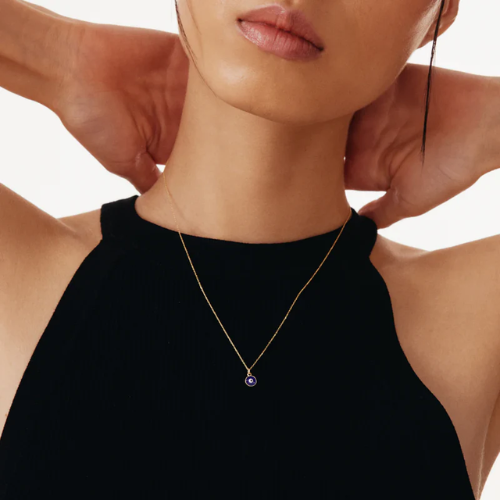 Minimalist Evil Eye Pendant Enamel and Crystal Necklace for Women