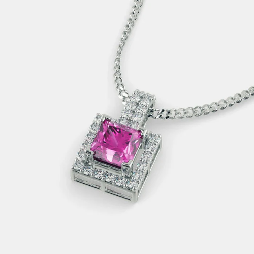 Square Serena Crystal Pendant 925 Silver Necklace for Women