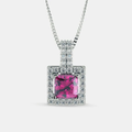 Square Serena Crystal Pendant 925 Silver Necklace for Women