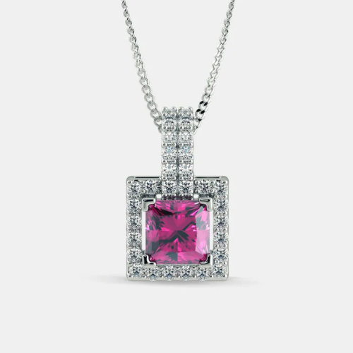 Square Serena Crystal Pendant 925 Silver Necklace for Women