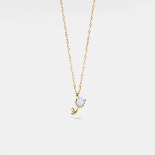 Tulip Floral Pendant Lab-Created Opal Necklace for Women